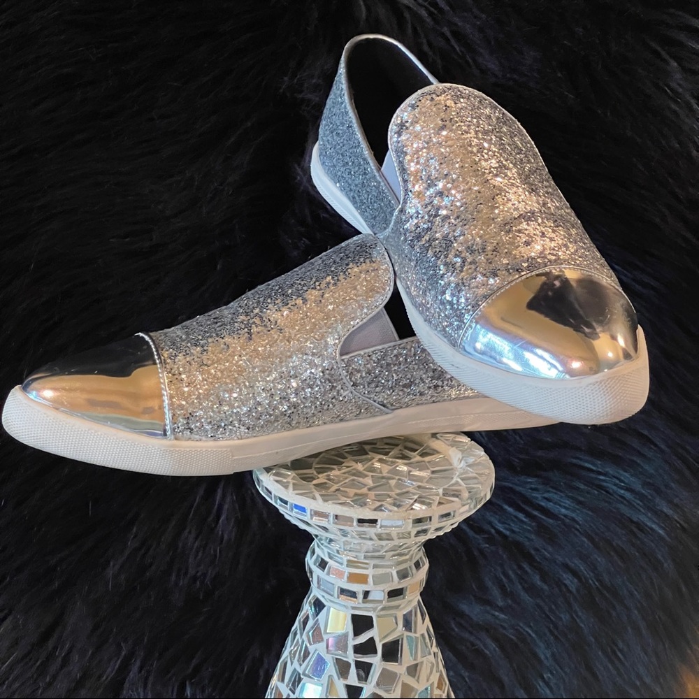 Chase & Chloe Silver Glitter Sneakers